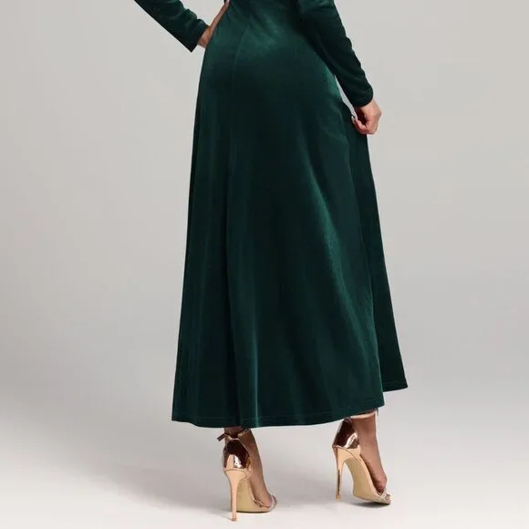 Square Neck Long Sleeve Velvet Dress - Picture 9 of 9